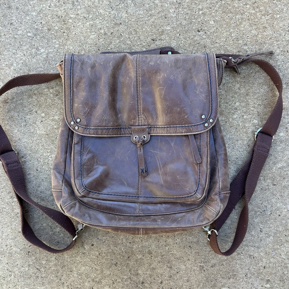 The Sak Ventura Backpack Bag Distressed Brown Leather Convertible Crossbody